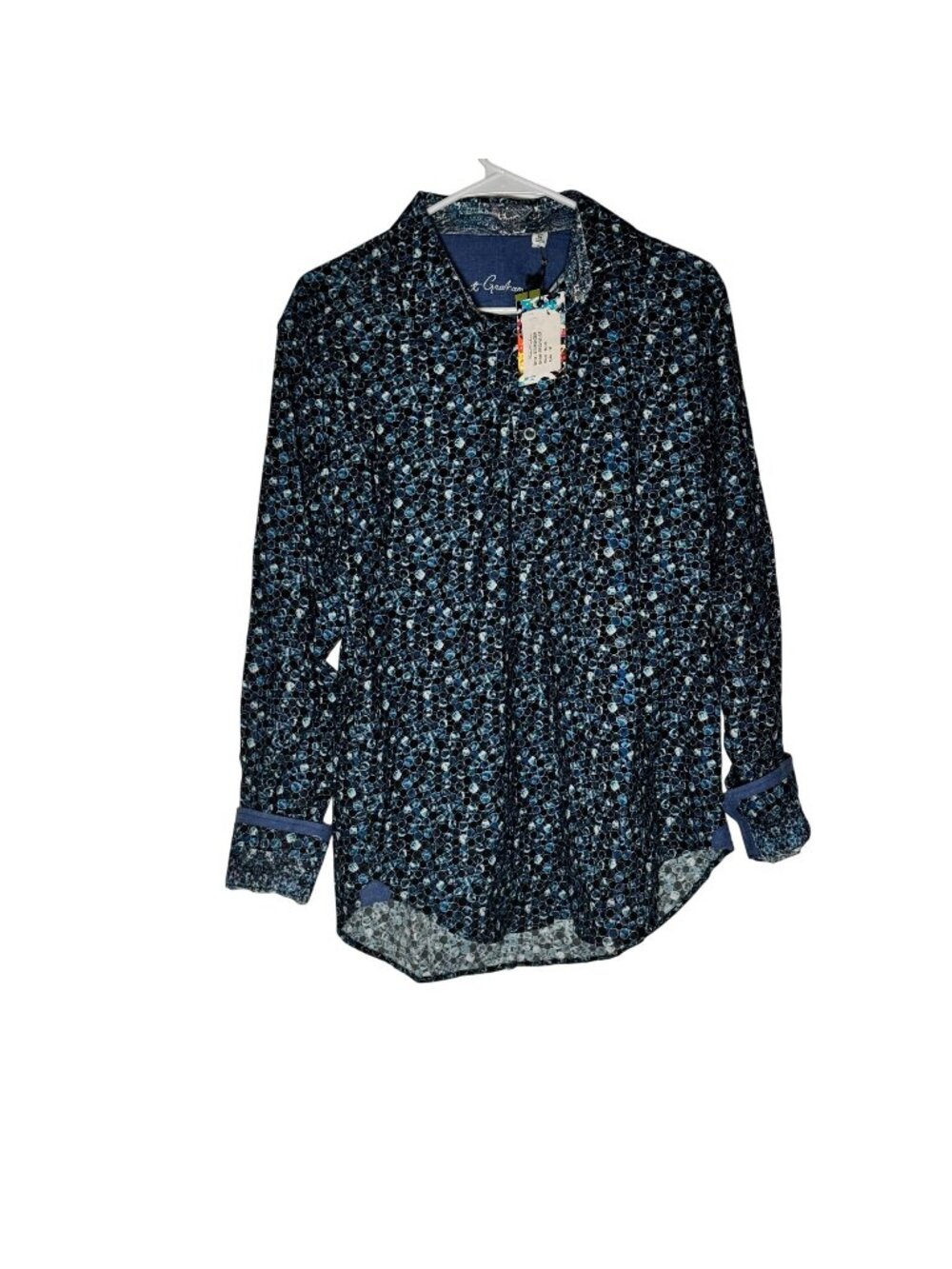 Robert Graham Stargazer Blue Button Front Shirt Size Medium NWT